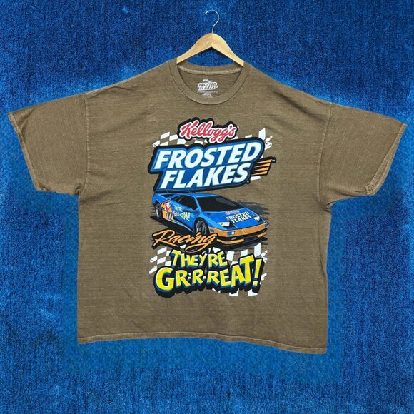 Kelloggs Frosted Flakes Racing Graphic Tan T-Shirt Size 3XL - Picture 1 of 4